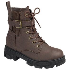 Brown Lace-Up Combat Boots